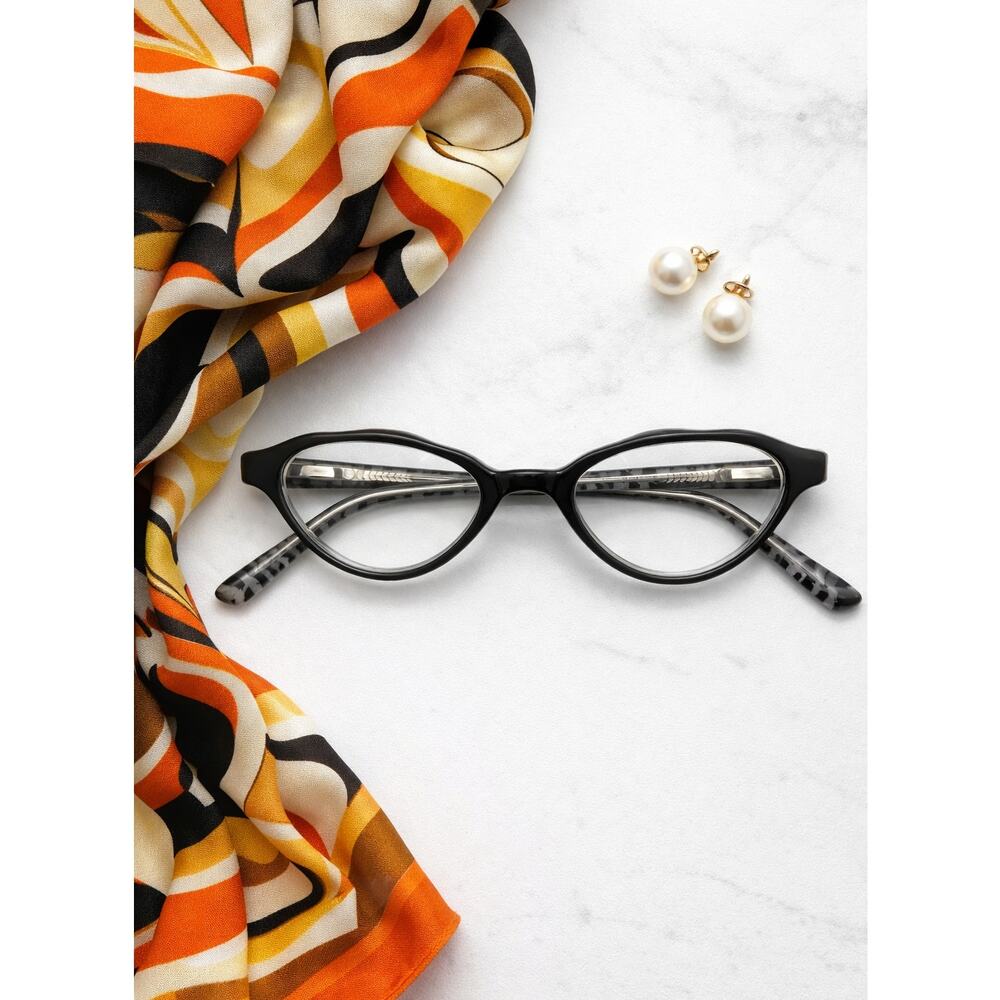 Micro Cat Eye Y2K Black Zebra Eye Glasses Frames Chic lenses will need replacing
